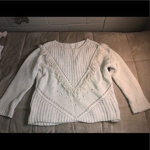 H&M Cream Fringe Sweater.